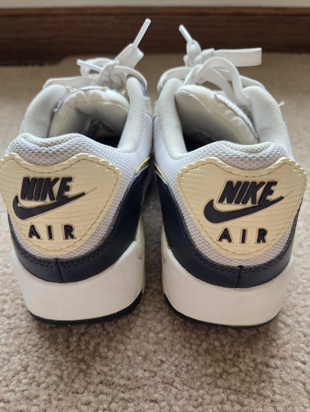 Nike Air Max 90 Next Nature Womens 6.5, Navy Gold Cream Sporty Sneaker - Picture 6 of 8